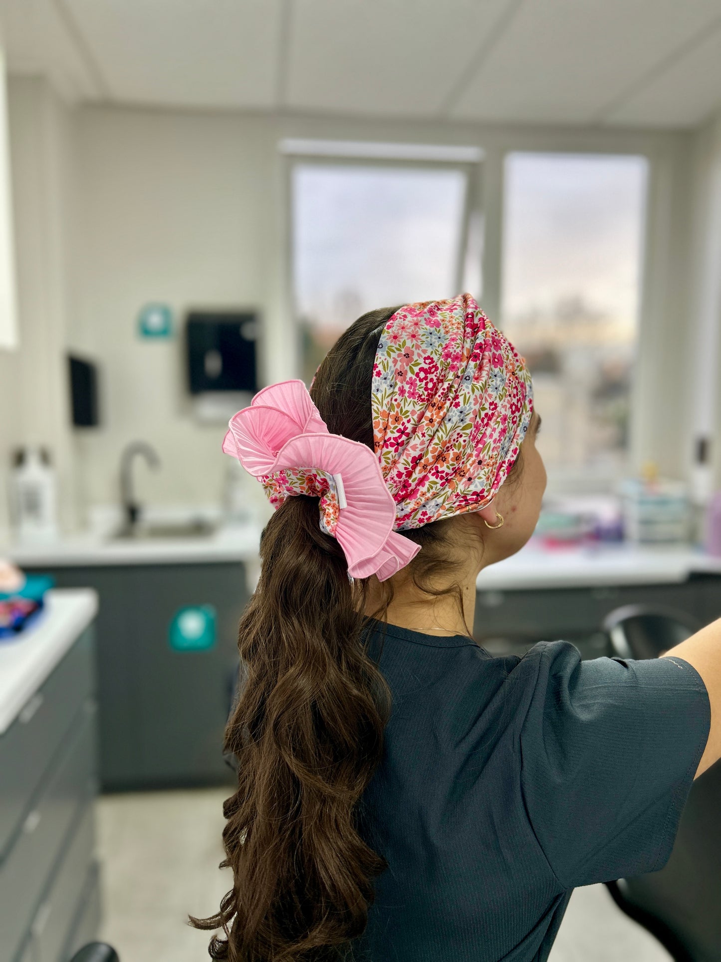 Turbante rosado flores