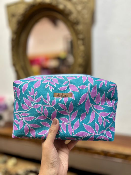 Neceser turquesa hojas
