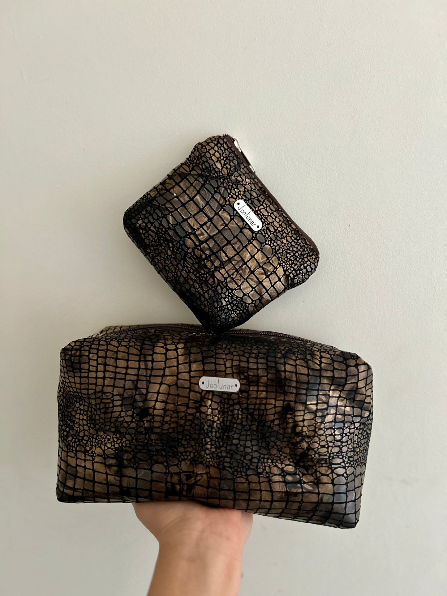 Conjunto neceser café tornasol
