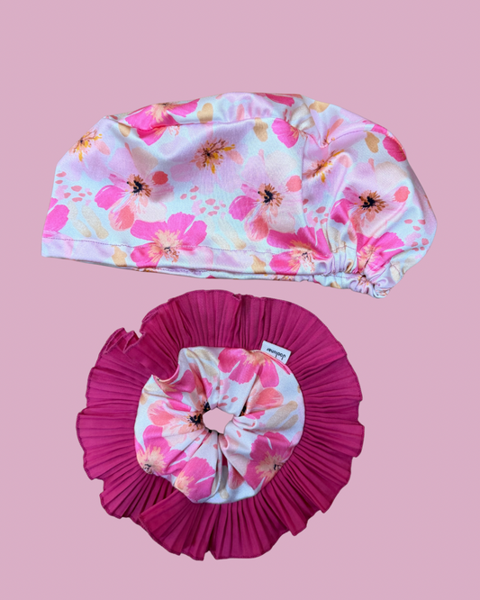 Conjunto fucsia flores