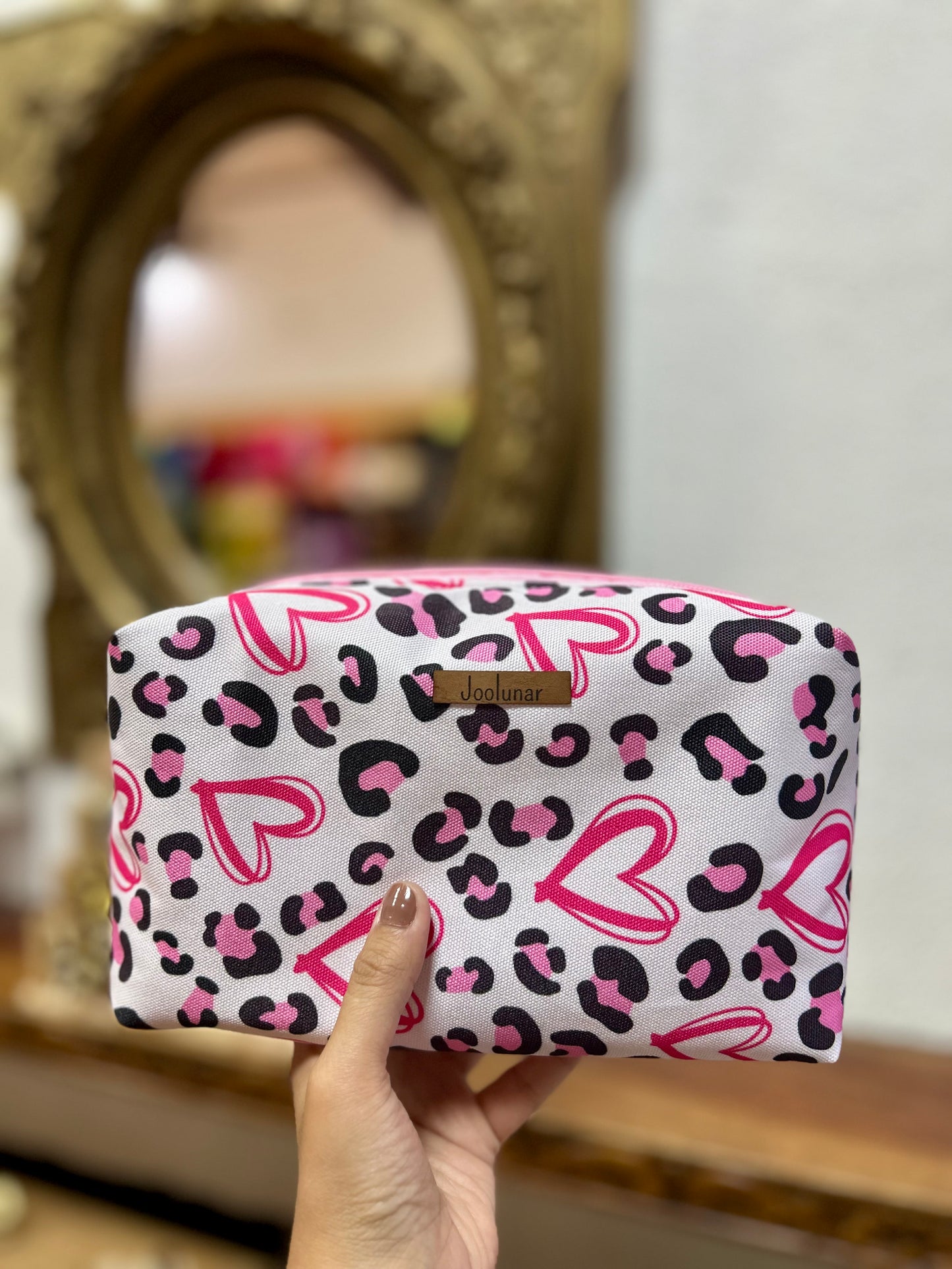 Neceser print blanco corazones