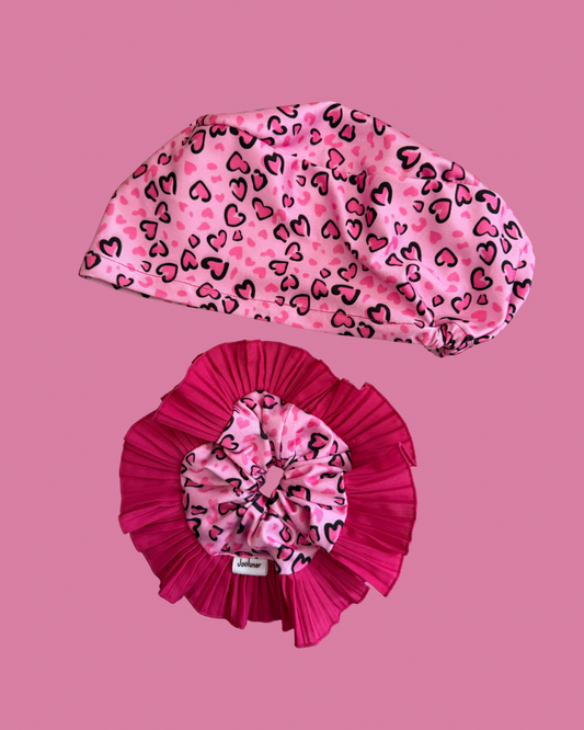 Conjunto corazones fucsia