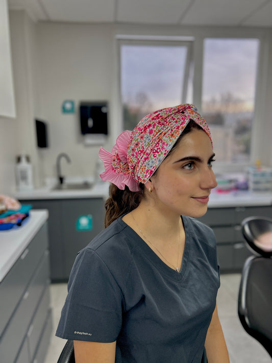 Turbante rosado flores