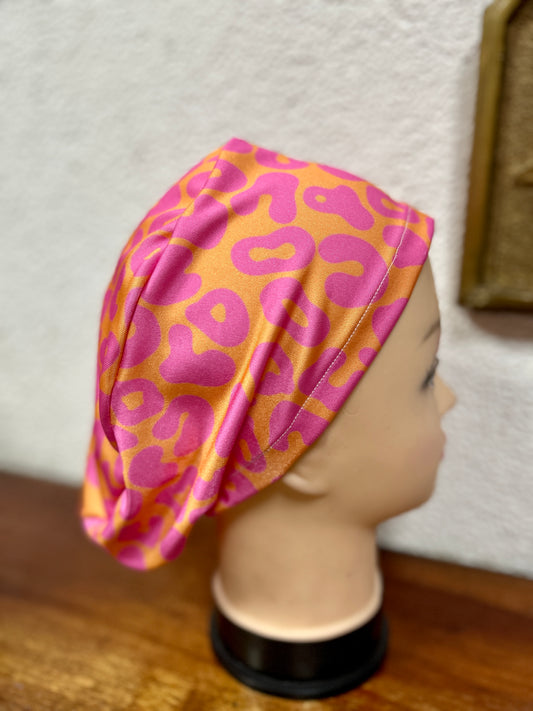 Cofia naranja print fucsia