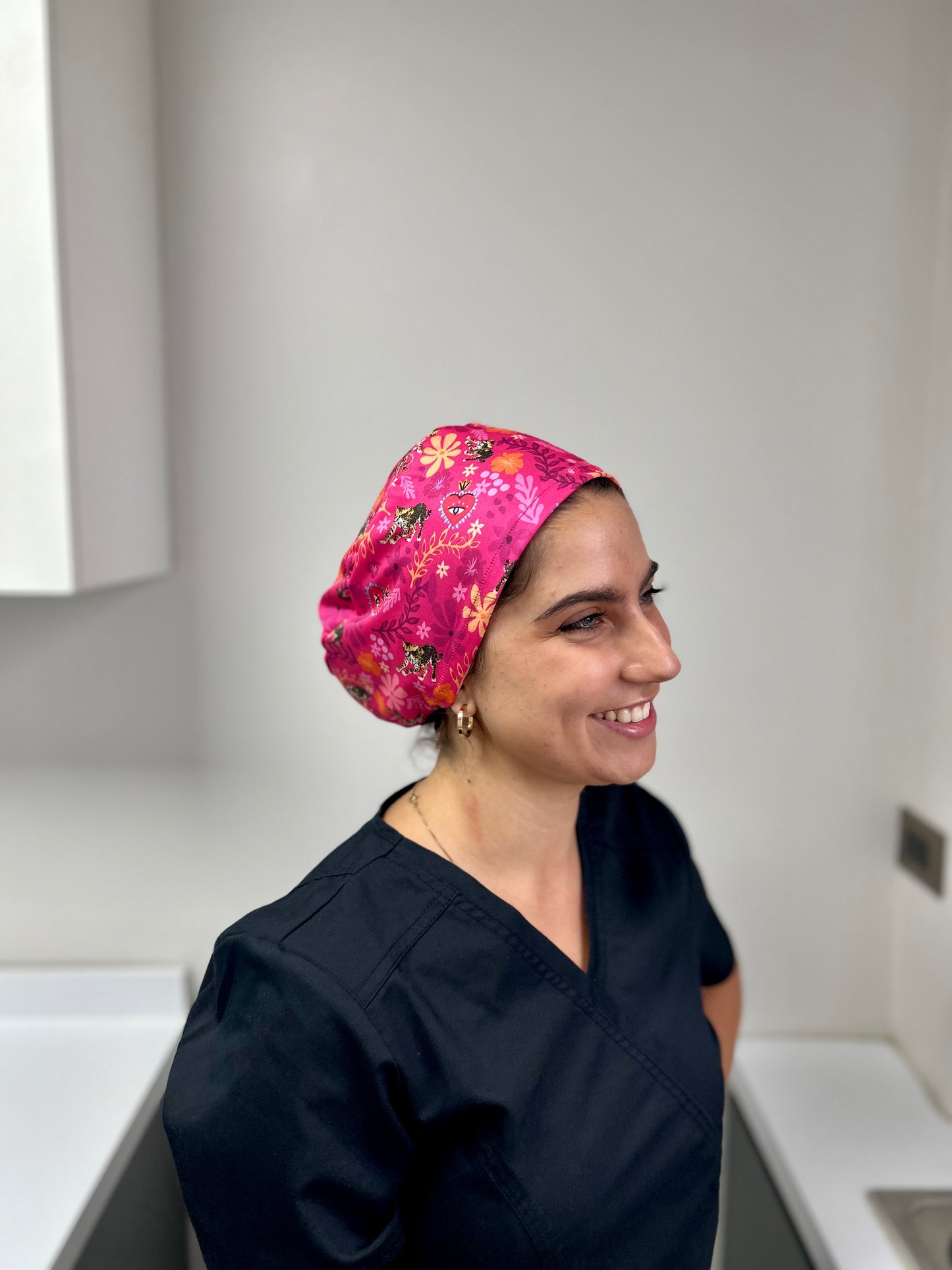 Cofia leopardo fucsia