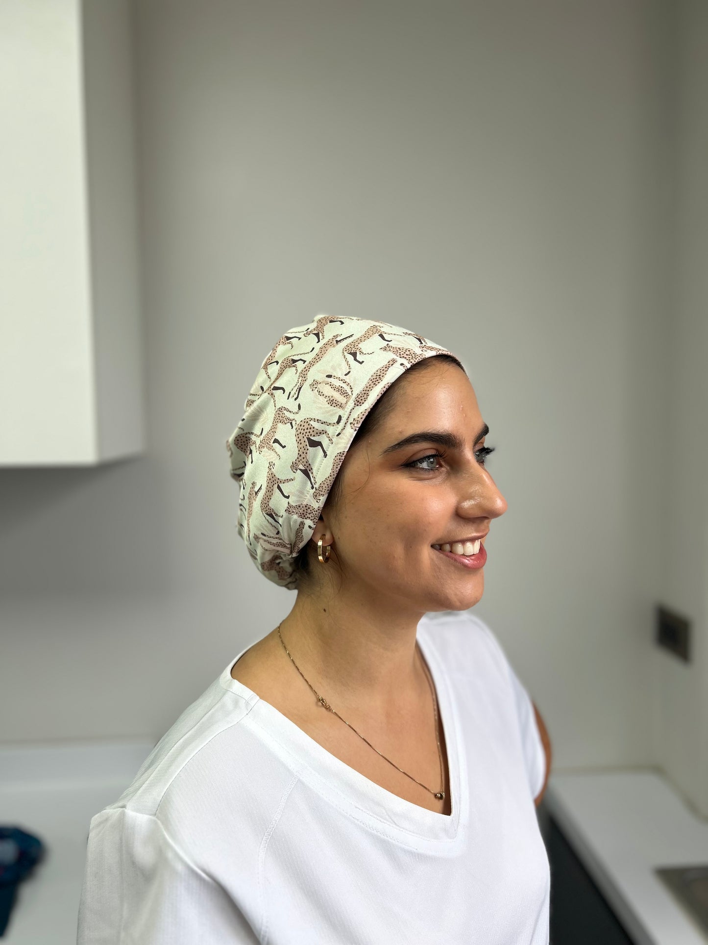 Cofia leopardo beige