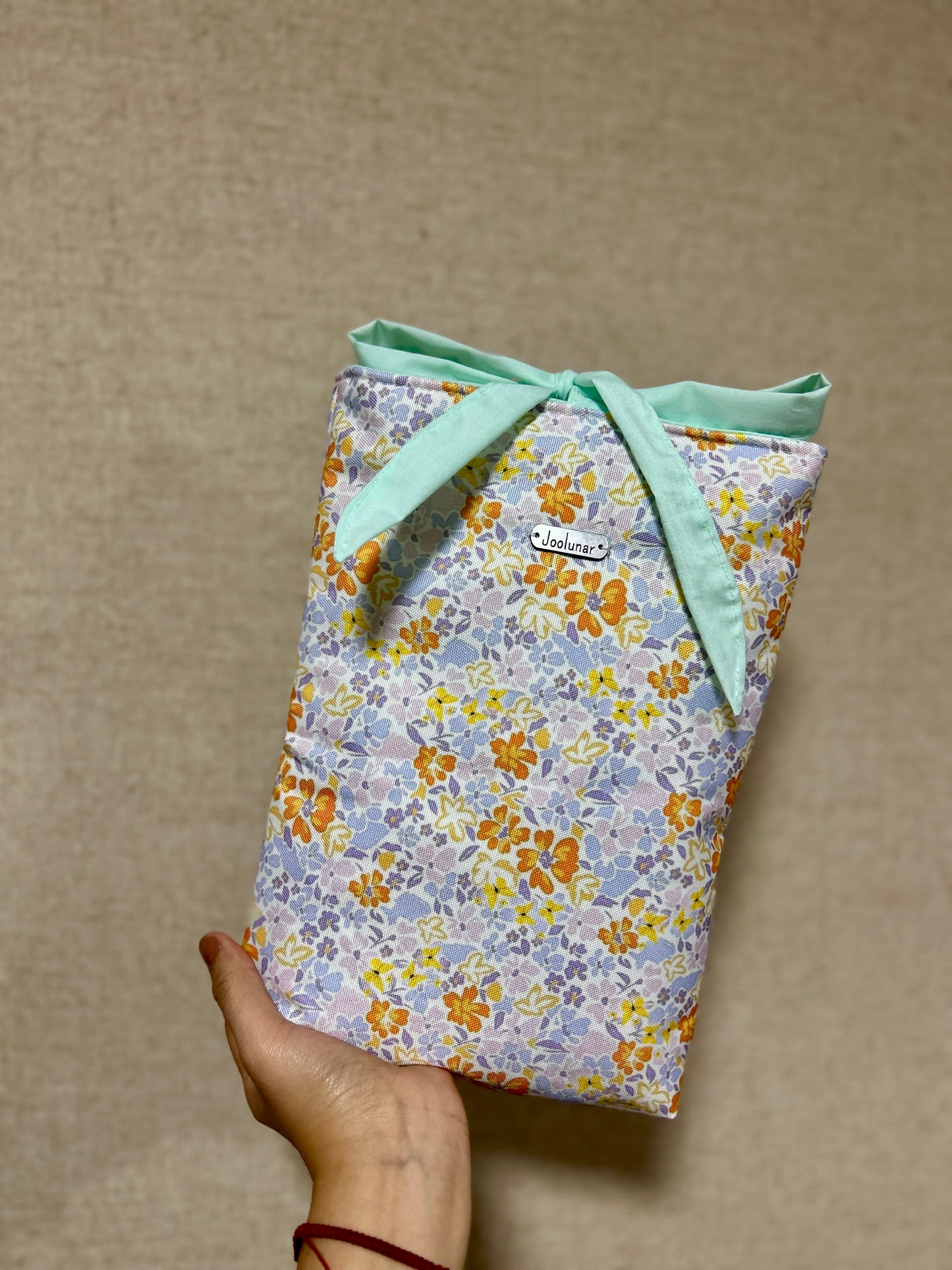 Funda para libro celeste flores